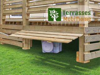 Kit complet soubassements pour terrasse mobil home, bois standard dont 1 relevable